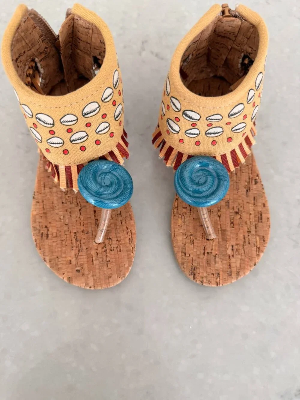 Disney Moana Inspired Toddler Sandals Cork Flip Flops Girls Size 8/9 Tropical